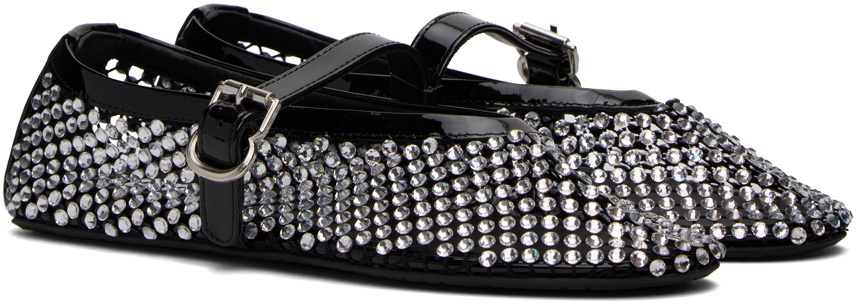 ALAÏA Black Crystal-Cut Ballerina Flats