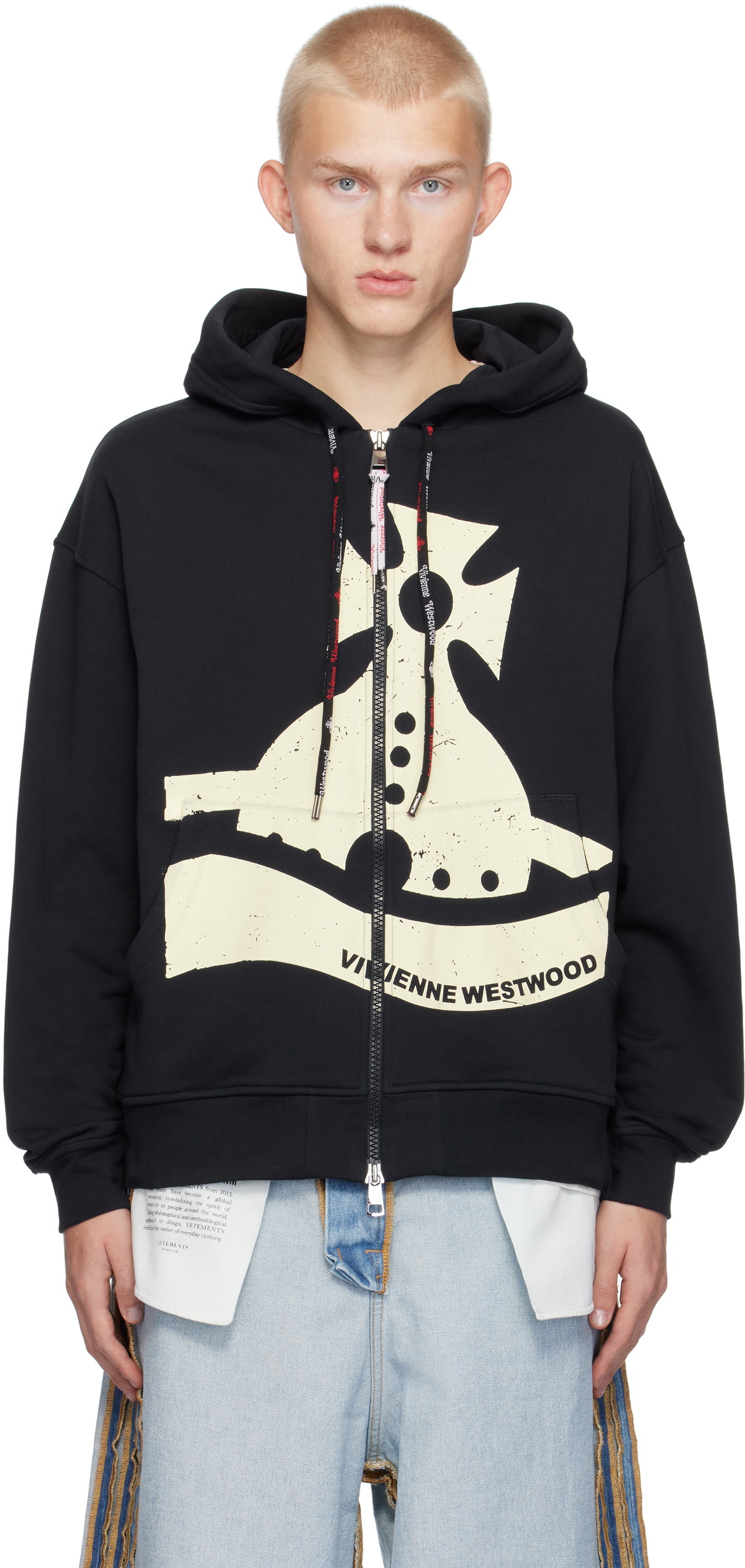 Vivienne Westwood Navy Sunken Orb Zip Hoodie Vivienne Westwood