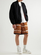Acne Studios - Rong Straight-Leg Mesh-Trimmed Leopard-Print Herringbone Cotton-Blend Shorts - Brown