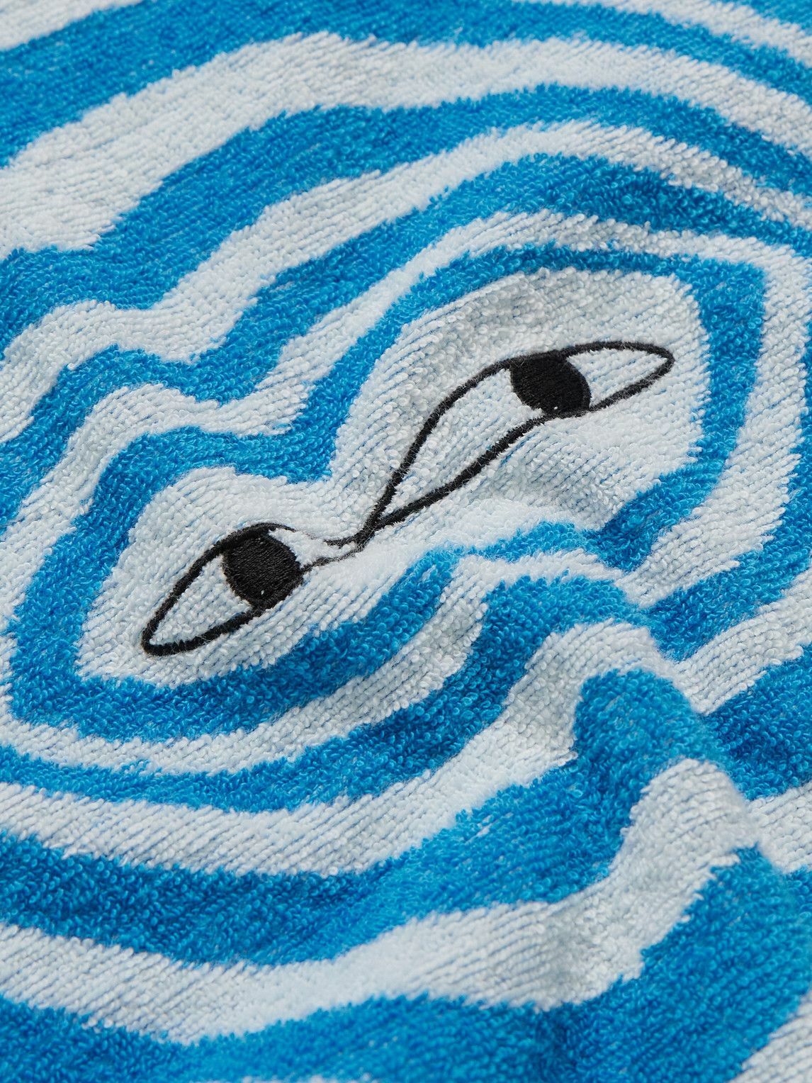 The Elder Statesman - Camp-Collar Embroidered Striped Organic Cotton-Terry Shirt - Blue