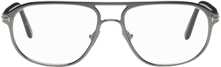Photo: TOM FORD Silver Blue Block Navigator Glasses