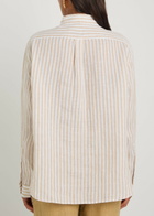 Polo Ralph Lauren Logo-embroidered Striped Cropped Linen Shirt White