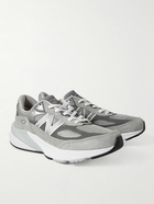 New Balance - 990 V6 Leather-Trimmed Suede and Mesh Sneakers - Gray