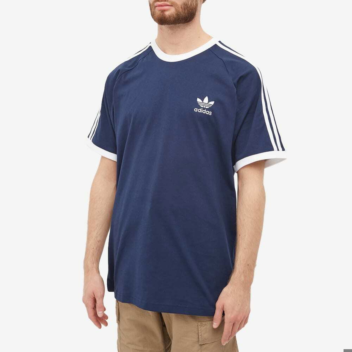 Adidas Men's 3 Stripe T-Shirt in Night Indigo adidas