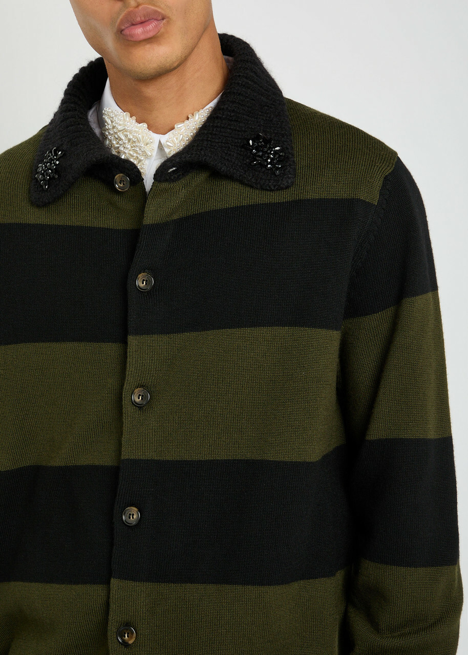 Simone Rocha Striped Wool Cardigan Multicoloured 1