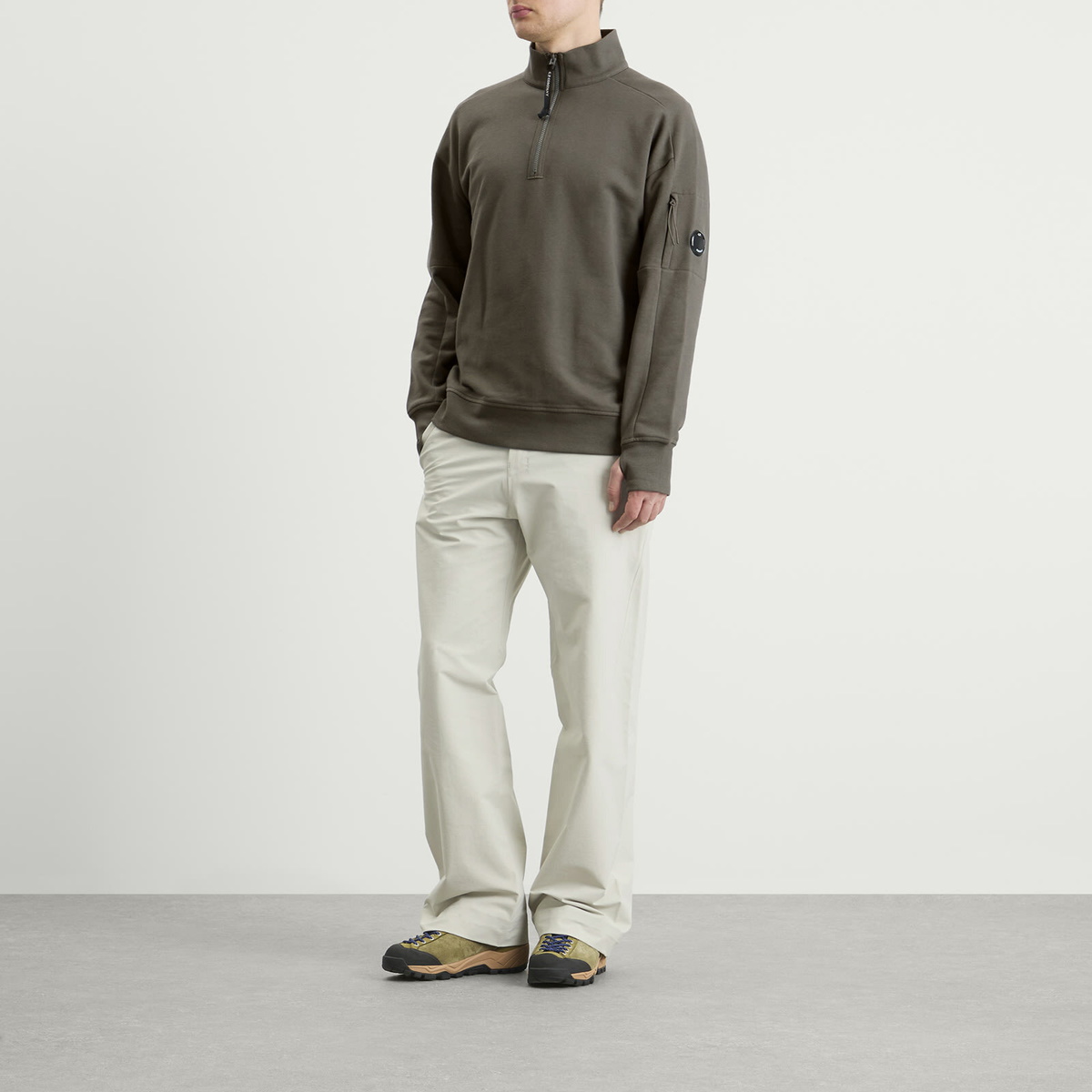 C.P. Company Men's Diagonal Raised Fleece Half Zip Lens Sweatshirt