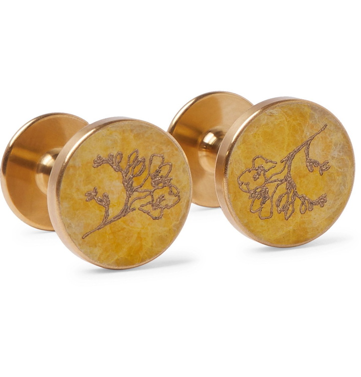 Photo: Alice Made This - Freesia Engraved Brass Cufflinks - Gold
