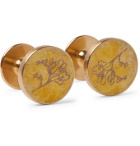 Alice Made This - Freesia Engraved Brass Cufflinks - Gold