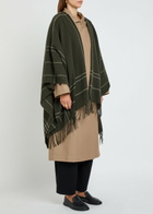 Eileen Fisher Patterned Wool-blend Poncho - Dark Green - One Size