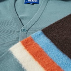 Awake NY Striped Sleeve Mohair Cardigan in Teal Multi