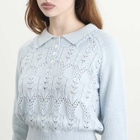 My Mum Made It Women's Buttoned Lace Knit Pullover in Bluewish