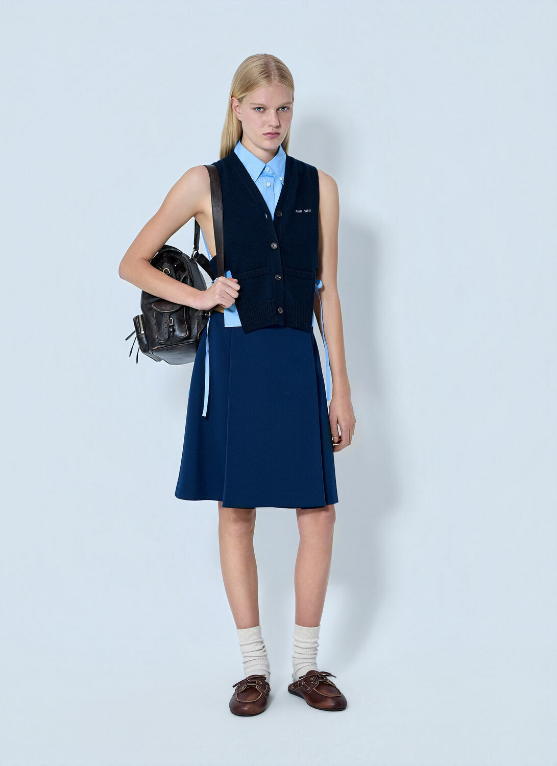 Miu Miu V-Neck Logo Vest