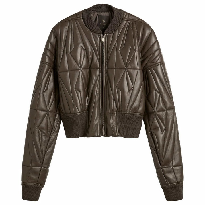 Photo: Rick Owens x Moncler Geocamo Cropped Leather Jacket in Dark Dust
