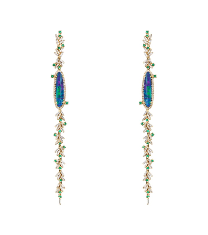 Photo: Suzanne Kalan 18kt gold drop earrings with gemstones