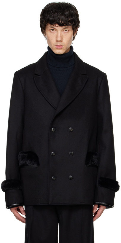 Photo: Random Identities Black Wool & Faux-Fur Peacoat