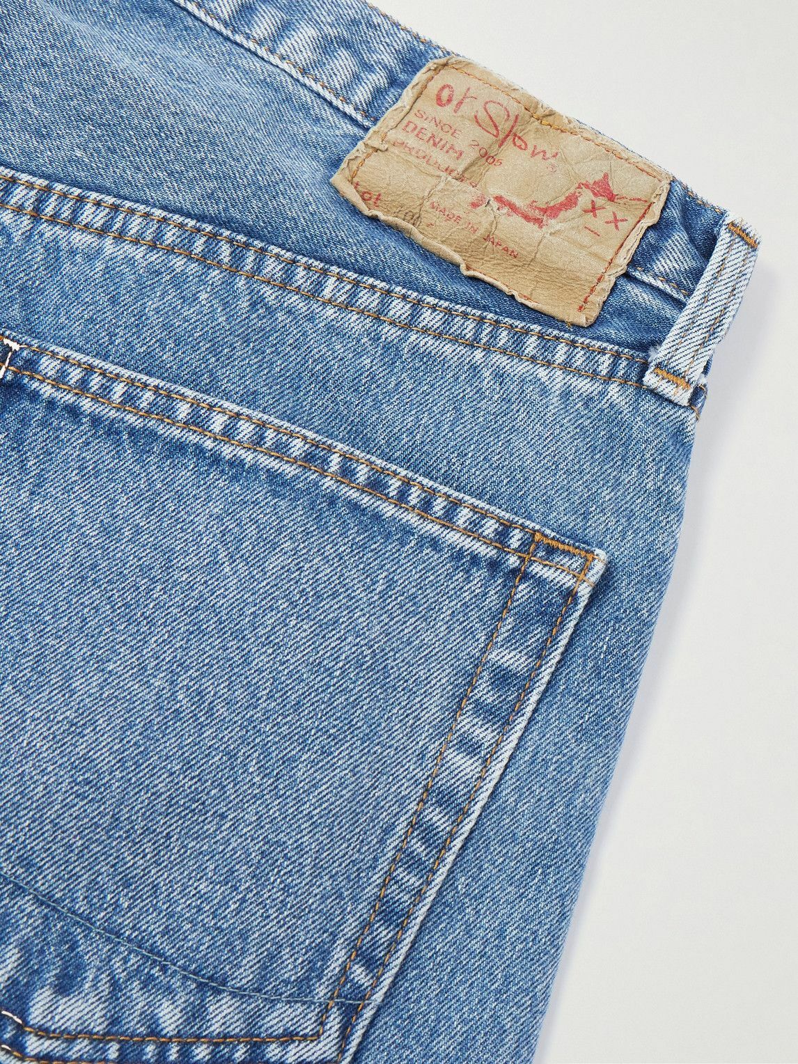 OrSlow - Super Dad's Wide-Leg Denim Shorts - Blue
