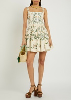 Agua BY Agua Bendita Lima Floral-print Linen Mini Dress Multicoloured