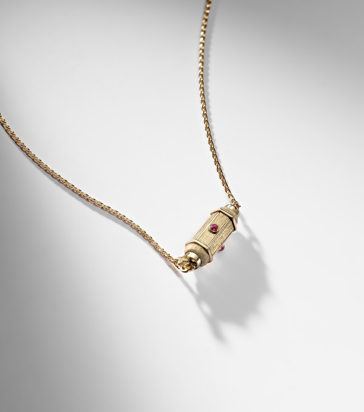 Marie Lichtenberg Coco Micro 18kt gold locket necklace with rubies