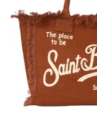 MC2 Saint Barth Brown Vanity Linen Tote Bag With Saint Barth Logo