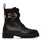 Versace Jeans Couture Black Belted Lace-Up Ankle Boots