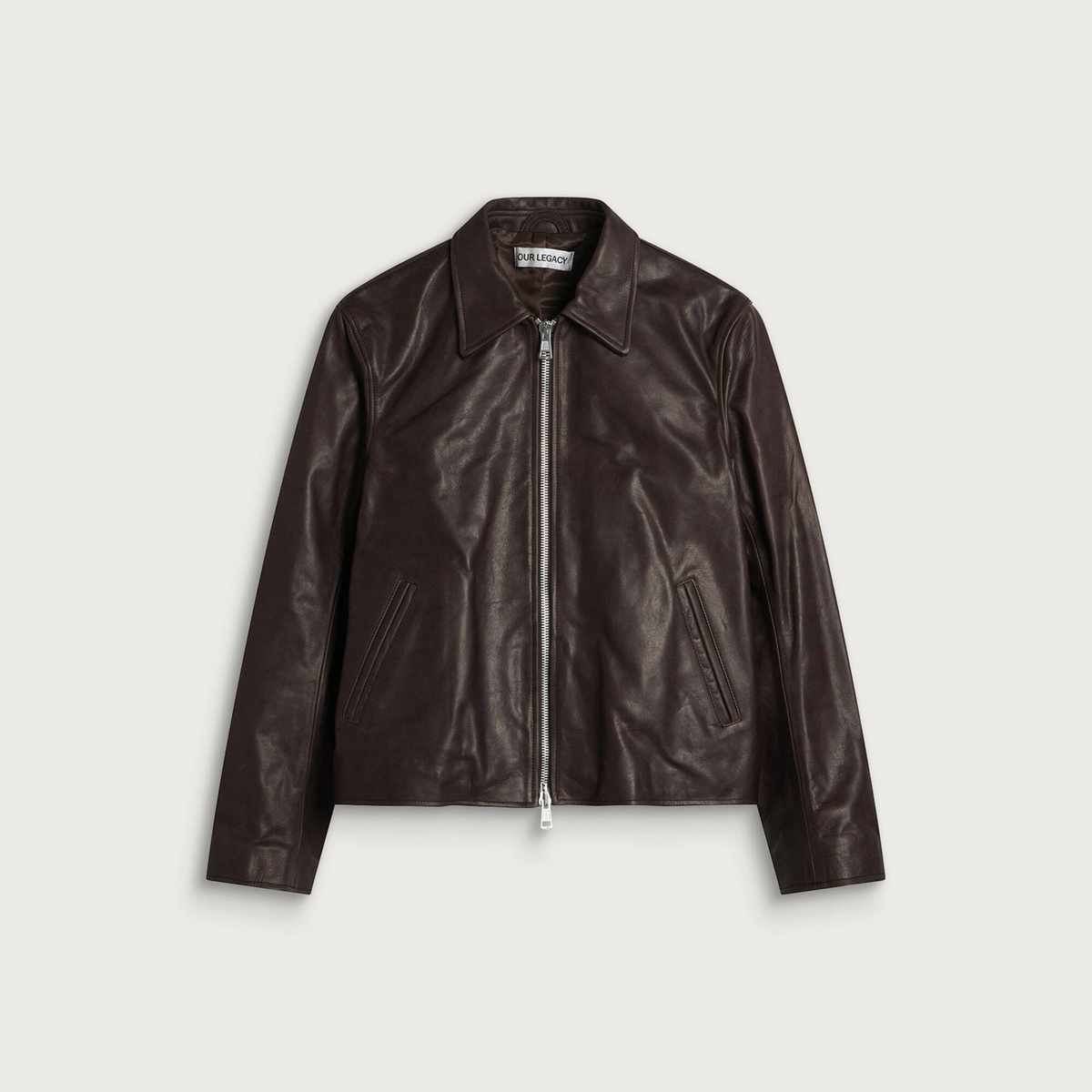 Our Legacy Men's Waxed Bovine Mini Jacket in Matted Brown