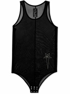 Rick Owens - Champion Basketball Logo-Embroidered Recycled-Mesh Bodysuit - Black