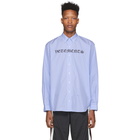 VETEMENTS Blue and White Gothic Logo Shirt