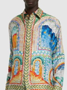 CASABLANCA - Mosaic De Damas Print Silk Twill Shirt