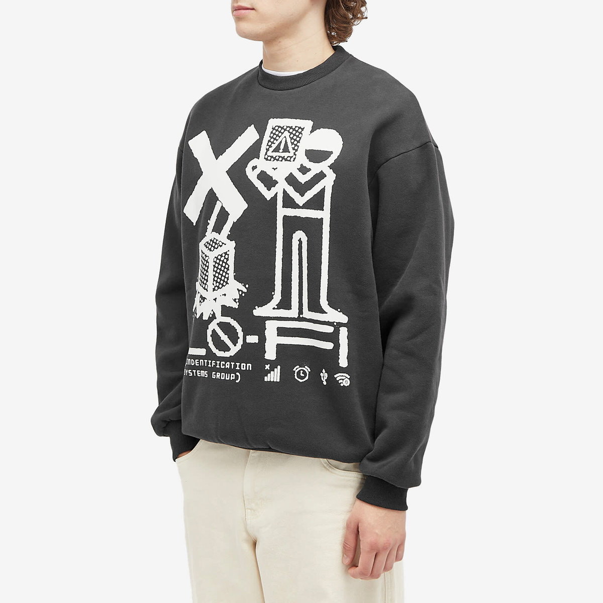 Lo-Fi Men's Identification Crew Sweatshirt in Washed Black