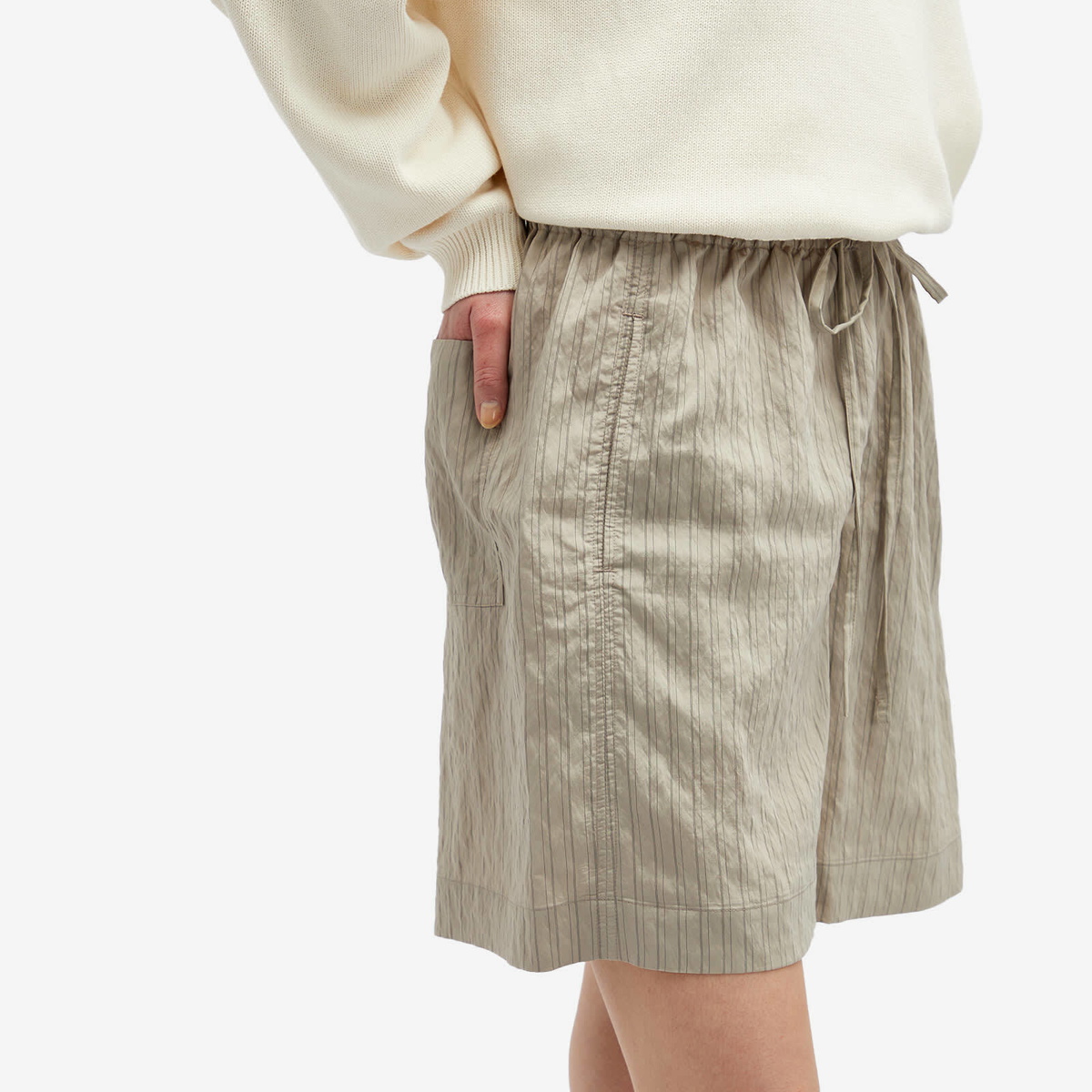 Studio Nicholson Women's Tie Front Short in Pebble And Black
