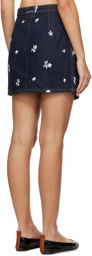Lanvin Navy Embroidered Denim Miniskirt