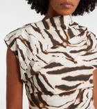 Ganni Zebra-print cotton-blend top