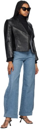 Victoria Beckham Black Bonded Leather Jacket