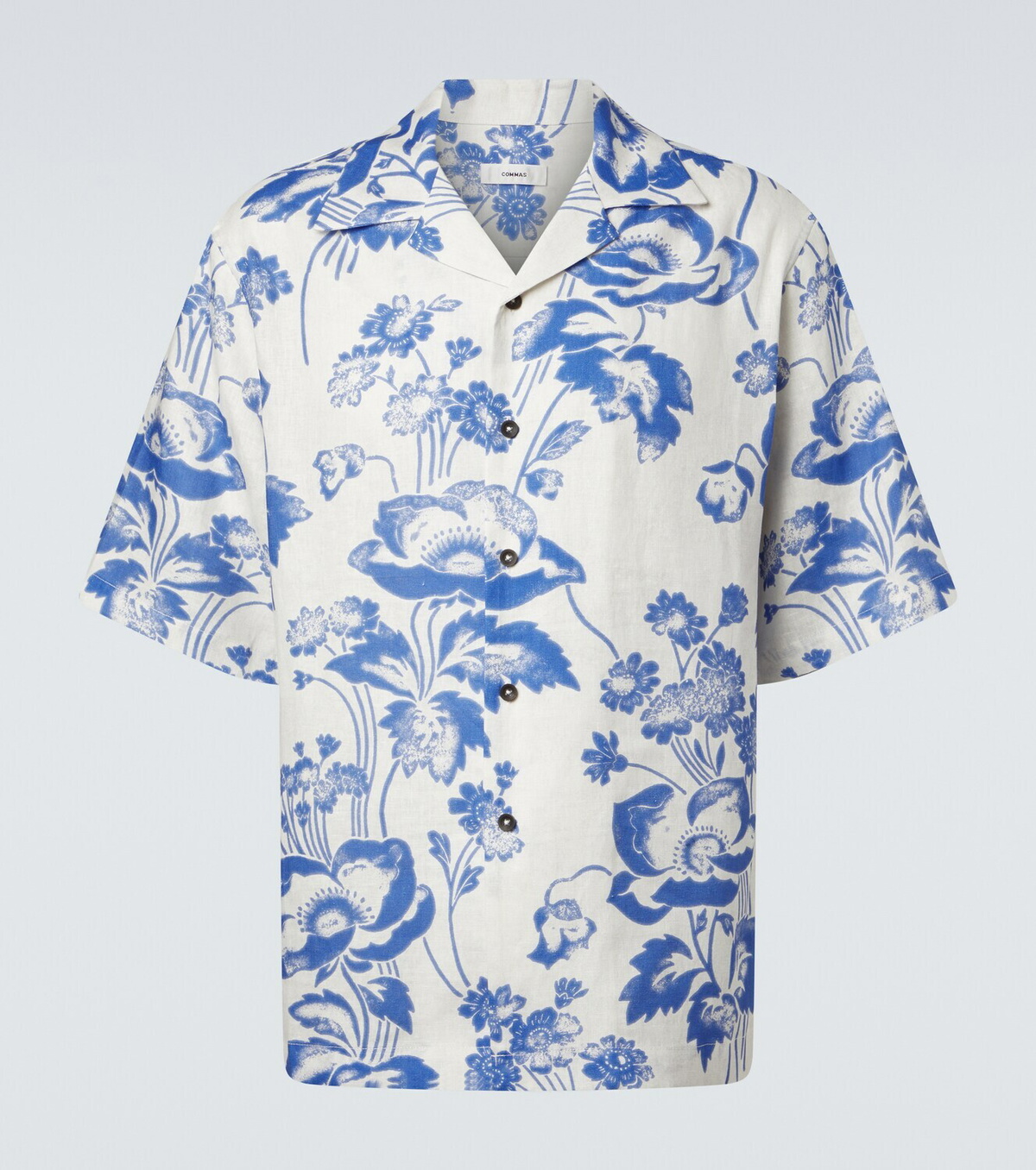 Commas Floral linen bowling shirt