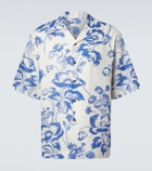 Commas Floral linen bowling shirt