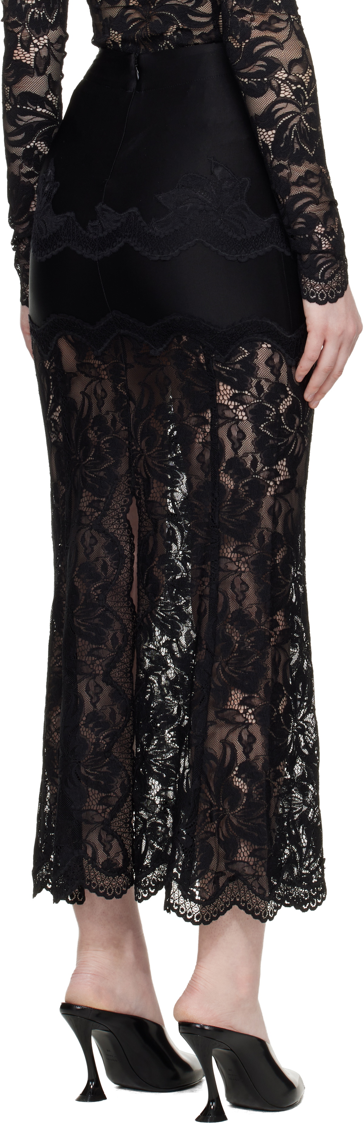 Rabanne Black Lace Midi Skirt