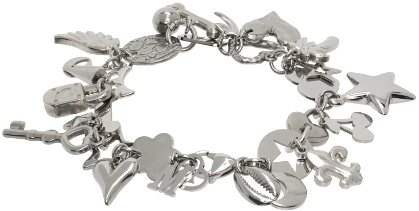 Marland Backus Silver Chrome Charm Bracelet