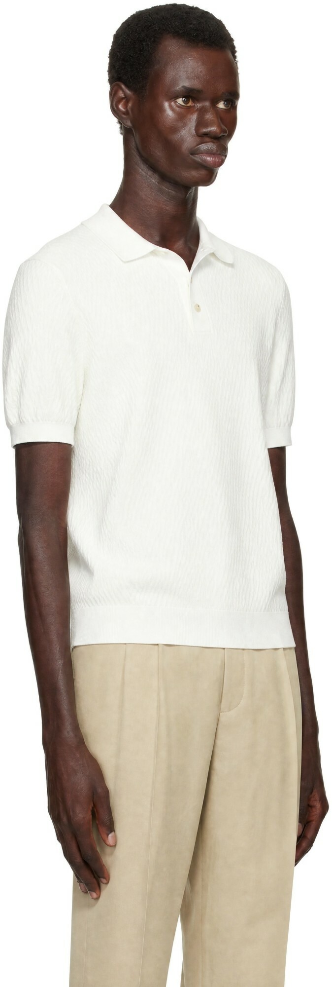 BOSS White Button Placket Polo