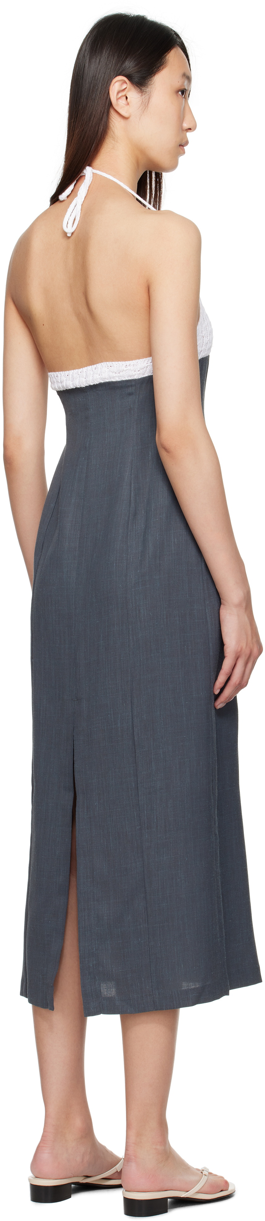 Paloma Wool Gray & White Jody Midi Dress