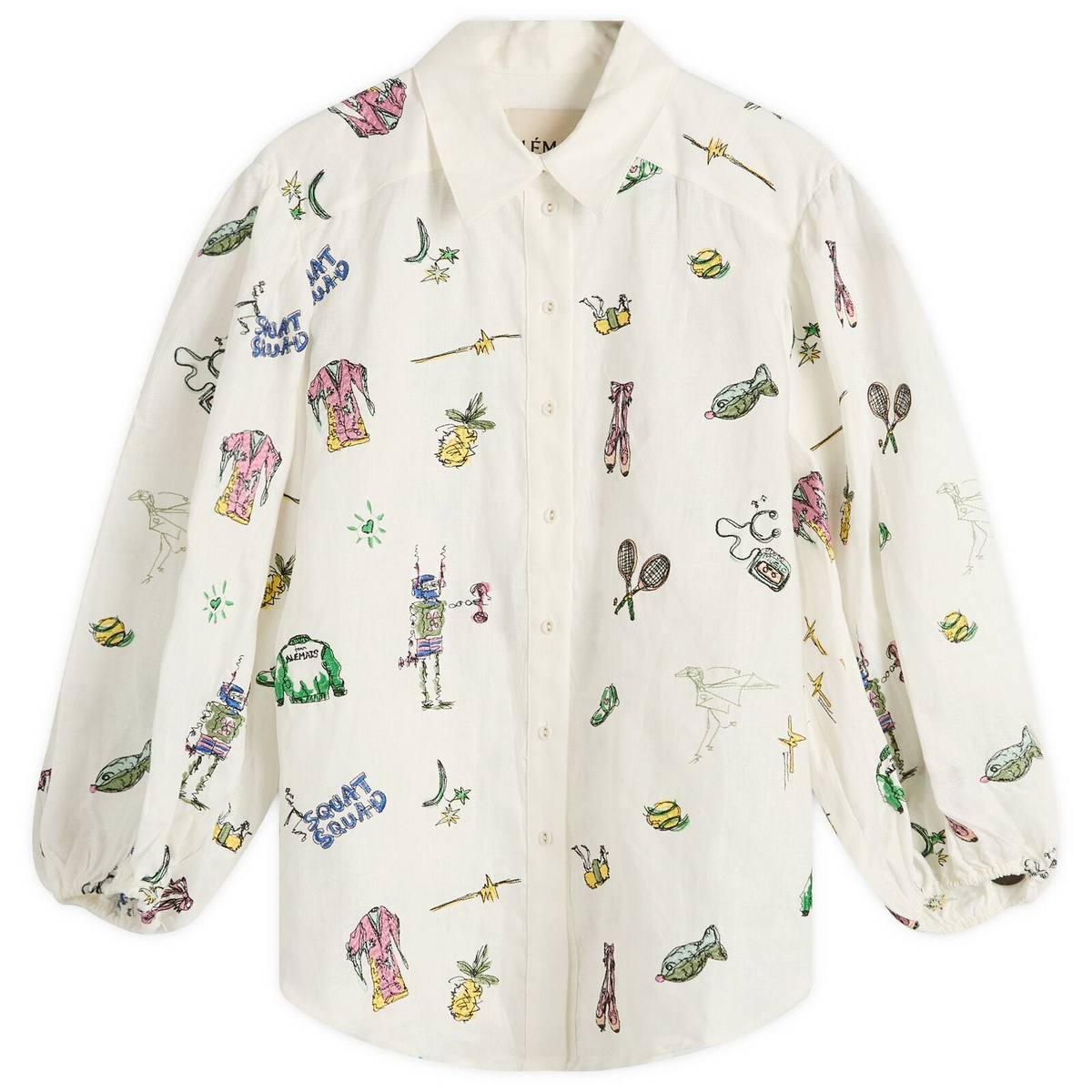 ALÉMAIS Women's Play Embroidered Shirt in Cream