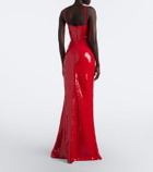 David Koma Floral-appliqué sequined gown