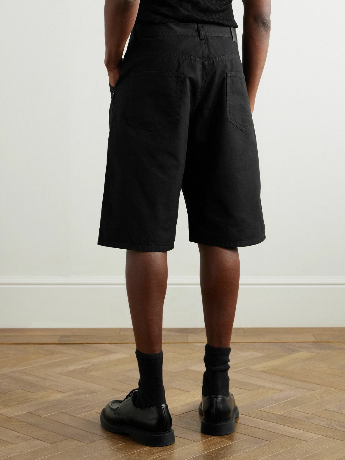 SAINT LAURENT - Wide-Leg Cotton-Canvas Shorts - Black