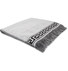 Versace - Fringed Logo-Jacquard Cotton-Blend Terry Beach Towel - White