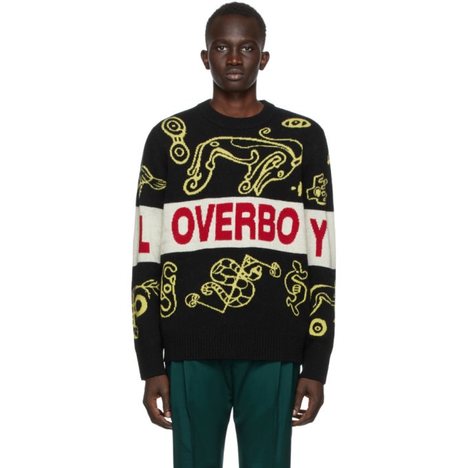 Photo: Charles Jeffrey Loverboy Black and Yellow Logo Squiggle Sweater
