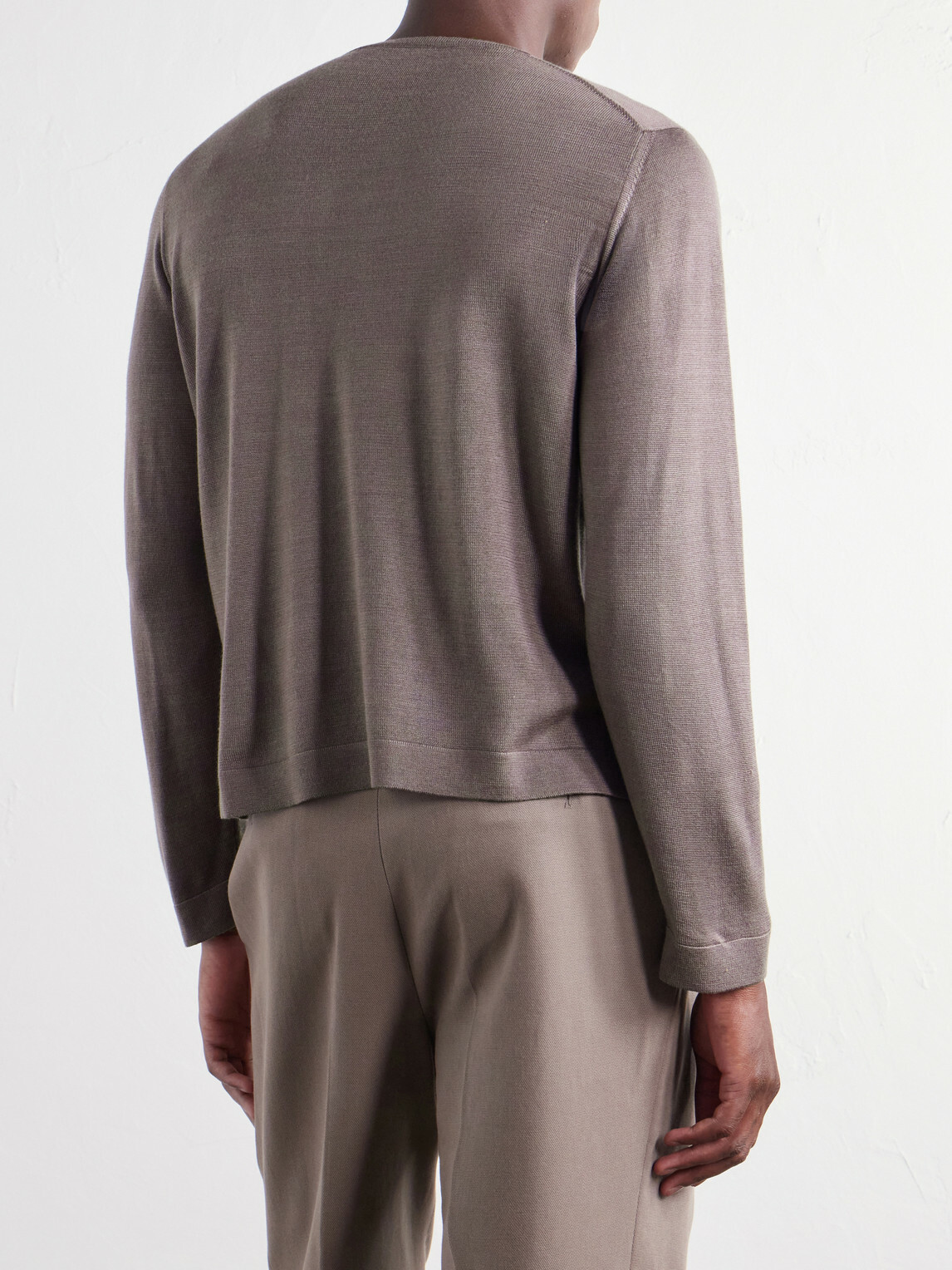 Stòffa - Wool And Silk-Blend T-Shirt - Brown