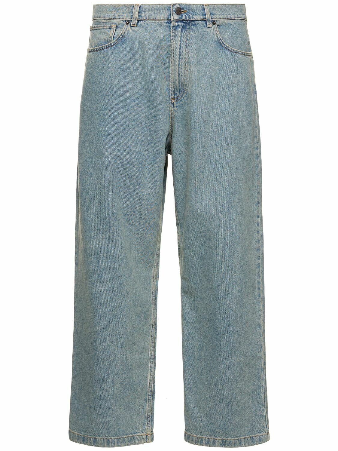 Photo: MOSCHINO - Wide Leg Cotton Denim Jeans