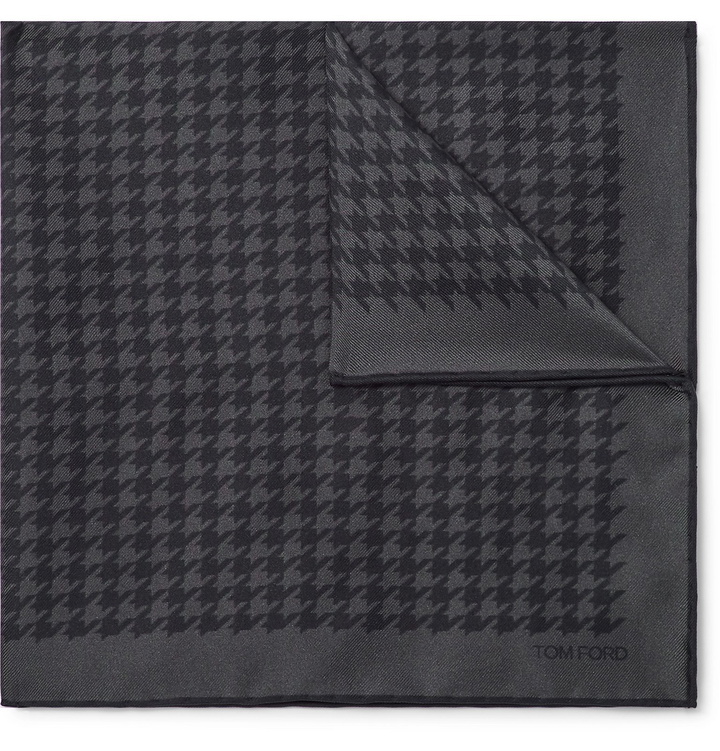 Photo: TOM FORD - Houndstooth Silk-Twill Pocket Square - Gray