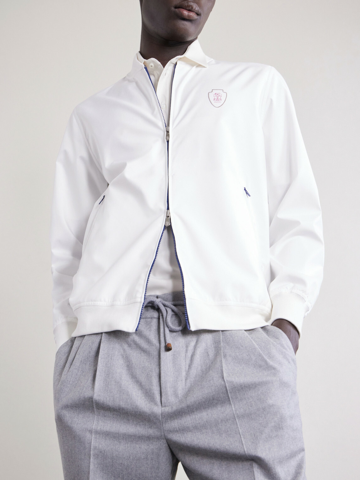 Brunello Cucinelli - Logo-Appliquéd Shell Jacket - White