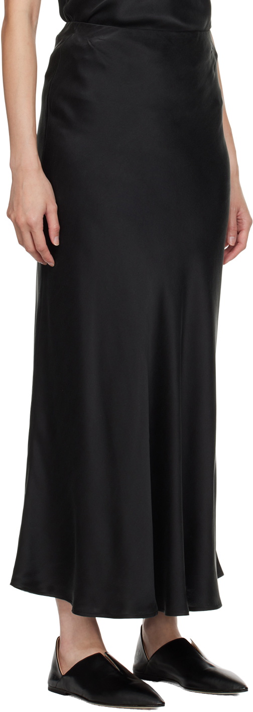 Silk Laundry Black Bias Cut Midi Skirt