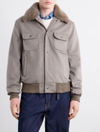 Golden Bear - Sherling Trim Wool Bomber Jacket - Brown